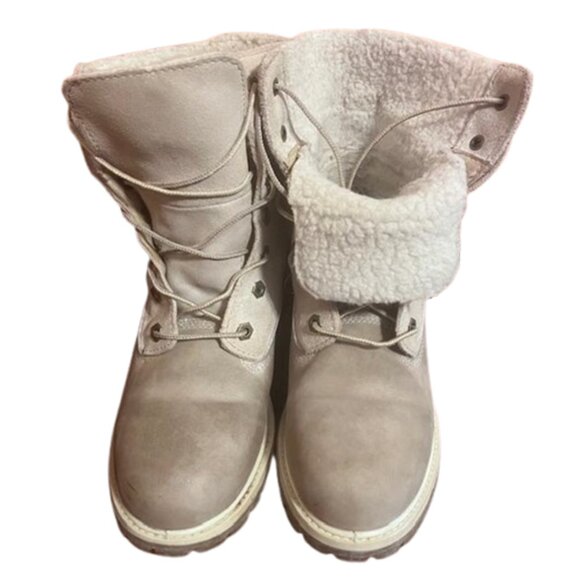 Timberland Shoes - Timberland Teddy Fleece Fold Over Lace Boots Size 8
